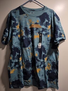 Xersion Men's Tie-Dye Short Sleeve Tee - Teal, Navy & Yellow